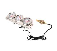 MasYosh Kit de Medidor Triple para Automóvil de 52 Mm, Caja Cromada, Esfera Blanca, Aguja Roja, Voltímetro de Temperatura del Agua y Presión de Aceite de 12 V, con Sensor, para la