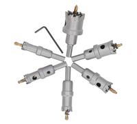 MasYosh Kit de Sierra Perforadora TCT de 6 Piezas, Juego de Brocas para Sierra Perforadora de Carburo de Alta Precisión de 16 a 35 Mm con Diseño de 3 Hojas, para Metal Duro, Acero