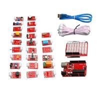 MasYosh Kit de Tablero de Desarrollo, Kit de Aprendizaje de Sensores de Programación Gráfica para Principiantes y Usuarios Avanzados con Módulo LED, Cables, Múltiples Sensores