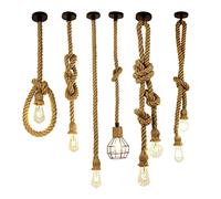 MasYosh Lámpara Colgante de Cuerda de Yute Estilo Industrial Lámpara