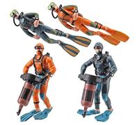 MasYosh Mini figura de buceo, 4 figuras de acción de buceo, juego de figuras de nadador submarino, paisaje en miniatura, fiesta oceánica, adornos de escena oceánica,