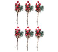 MasYosh Ramas de Pino Artificiales con Frutos Rojos y Piñas