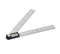 MasYosh Regla de Buscador de ángulo Digital, Herramienta Transportadora de Goniómetro 2 en 1 de Acero Inoxidable con Bloqueo de Datos y Pantalla Giratoria, para Ingeniería de (0-200 mm)