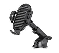 MasYosh Soporte para Teléfono para Automóvil, Panel Estilo Fibra de Carbono con Rótula Ajustable de 360 Grados y Amortiguación de Silicona Antivibración, para (Modelo de Ventosa)