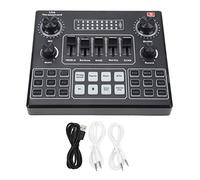 MasYosh Tarjeta de Sonido en Vivo, Tablero Mezclador Profesional de Doble Canal con 8 Modos 12 Tonos Electrónicos para Transmisión en Vivo Teléfono PC