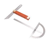 Masyrt Herramientas de escaneo de acero inoxidable Gradenbrown regla T oblicuo deslizador, mango de madera para carpintería, medición de ángulo múltiple y dibujo