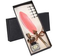 Masyrt Juego de bolígrafos con plumas, vestido de escritura para caligrafía retro artesanal con plumín plano de acero inoxidable de 1-5 mm para regalo de práctica gótica italiana (rosa)