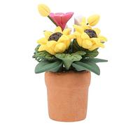 Masyrt Mini decoración de casa de muñecas, bonsai de girasol con hojas, resina, cerámica, accesorios para casa de muñecas a escala 1:12, perfecta para amantes de las muñecas, decoración altamente