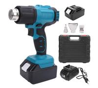 Masyrt Pistola térmica portátil con pantalla digital LCD, juego de pistola térmica de temperatura variable a batería 18 V, juego de pistola térmica ligera para tubos (azul)