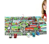Mat de juego de tráfico: alfombra de mapa de ruta impermeable, alfombra de estacionamiento educativa, decoración de piso duradera, superficie de estampado suave | Estera de dormitorio para niños para