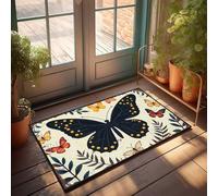 Mat In House Nature'S Palette: A Celebration Of Colorful Butterflies And Vibra Felpudo para puerta delantera, decoración de puerta delantera (65 x 90 cm)