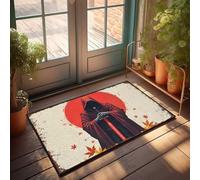 Mat Shoes Silent Samurai: The Red Moon'S Shadow Felpudo para decoración de sala de juegos, tapete de otoño para puerta delantera (50 x 80 cm)