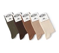 Mat & Vic’s Calcetines Hombre Algodon 100% Sin Costuras - para Hombres y Mujeres - Calcetines Hombre Vestir - Cómodos, Finos y Transpirables - Negro o Multicolora - 5 Pares - Earth Colors