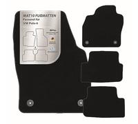 MAT10 - Alfombrillas de coche aptas para VW Polo 6 (año 09/2017 - 03/2021, tipo AW) de terciopelo | Juego de 4 alfombrillas para coche | Calidad de fabricante original duradera, fabricada en Alemania,