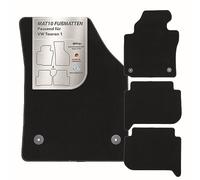 MAT10 Silver-Line: Alfombrillas para VW Touran I 5 plazas, año de construcción 2010-05-2015-05, Alfombrillas de Terciopelo, 4 Piezas, Color Negro, Ajuste garantizado