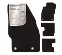 MAT10 Silver Line: Opel Adam 2013-01 - 2019-05 / Adam Rocks 2014-09 - 2019-05 - Alfombrillas de Terciopelo, 4 Piezas, Ajuste Negro