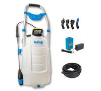 Matabi 30LTCS Pulverizador Eléctrico -Carro de 30 LT- Batería 18V - 5,5 Bar | Control Electrónico - 4 Boquillas - Manguera 8m - Sulfatadora Batería Autonomía hasta 150L - Manilla Inox - Con Ruedas