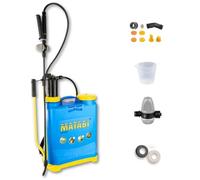 Matabi Super Green 12- Pulverizador 12L -Lanza de Fibra Vidrio y 4Boquillas | Sulfatadora Manual con Regulador de Presión y Manguera de 1,3m - Mochila Fumigar con Mezclador y Dosificador