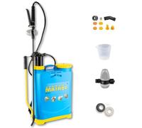 Matabi Super Green 16- Pulverizador 16L -Lanza de Fibra Vidrio y 4Boquillas | Sulfatadora Manual con Regulador de Presión y Manguera de 1,3m - Mochila Fumigar con Mezclador y Dosificador