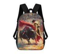 Matador And Bull Corrida Bullfighting Mochila Escolar Para La Escuela Secundaria, Preparatoria, Universidad, Viajes Para Niñas, Niños Y Adolescentes 17inch