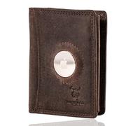 MATADOR - Cartera de piel para hombre con compartimento AirTag, marrón oscuro, 10,5 x 8 x 1,5 cm, Moderno