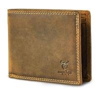 MATADOR Cartera de piel para hombre #Sydney con elegante caja de regalo, elegante cartera para hombre con protección RFID, cartera de lujo para hombres, muchos compartimentos para tarjetas, Marrón