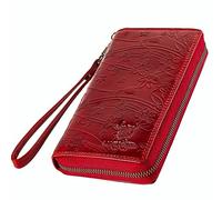 MATADOR Cartera de piel para mujer #Cadiz con elegante caja de regalo, elegante cartera para mujer con bloqueo RFID, cartera de lujo para mujer, muchos compartimentos para tarjetas, en flores rojas