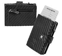MATADOR Cartera delgada Miami, de piel, con tarjetero y tarjetero con protección RFID y compartimento para monedas, con caja de regalo, Color negro., Con bolsillo para monedas S