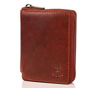 Matador Cartera para Mujer Hombre Mujer Unisex marrón Marrón Envejecido | Piel auténtica hecha a mano, 7 tarjetas, monedero y cremallera metálica alrededor. RFID con certificado TÜV y caja regalo.
