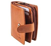 MATADOR Cartera pequeña de piel #Valencia MINI con elegante caja de regalo, elegante billetera pequeña para mujer con bloqueo RFID, mini cartera de lujo con muchos compartimentos para tarjetas, marrón