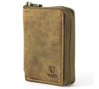 Matador Cartera Vertical Hombre Grande Piel, RFID, Marrón Hunter | Cartera vertical grande de 13 cm en piel auténtica marrón hunter: 9 tarjetas, monedero, RFID TÜV y caja de regalo.