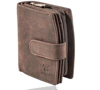 MATADOR - Monedero para mujer de piel #Valencia con noble caja de regalo, carteras y cartera de lujo con RFID, cartera para mujer con muchos compartimentos para tarjetas, marrón oscuro, VALENCE