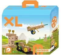 Matador Set de Construcción XL para Niños desde 3 Años - 350 piezas | Juego de construcción en madera atractivo para fomentar creatividad y motricidad fina, con varillas, bloques, martillo y pinza