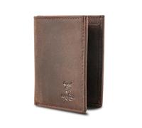 MATADOR Slim Wallet Chicago - Monedero pequeño con monedero y protección RFID - Tarjetero para hombre - Cuero auténtico - Mini cartera - Incluye caja de regalo, marrón oscuro, Con bolsillo para
