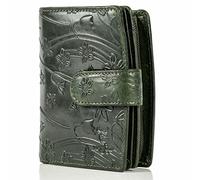 MATADOR Valencia Cartera de piel para mujer, tamaño mediano, con embalaje de regalo, RFID, Flores Verde, VALENCIA, Clásico