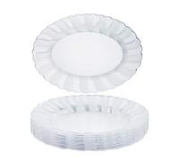 MATANA 10 Bandejas Grandes Ovaladas de Plástico para Aperitivos - Transparente, 30x23cm - Buffets, Bodas, Cumpleaños, Navidad, Fiestas - Resistentes y Reutilizables
