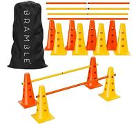 MATANA 18 Pcs Vallas de Obstáculos de Entrenamiento de Coordinación Ajustable - Set de 12 Conos y 6 Palos - Ideal para Deportes : Fútbol y Entrenamiento del Perro