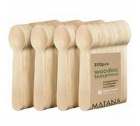 MATANA 200 Cucharillas de Madera 14 cm - Cucharitas, Cucharillas de Café Desechables, Compostables y Biodegradables - Mini Cucharas para Helado, Café, Postres y Degustaciones
