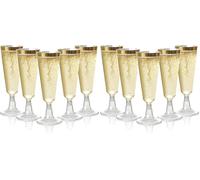 MATANA 48 Copas de Champán de Plástico con Borde Dorado, 150ml - Flautas de Champán - Vasos de Plástico Reutilizables y Resistentes para Cócteles, Postres - Bodas, Cumpleaños, Fiestas (Paquete de 2)