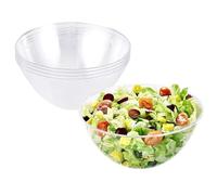 MATANA 5 Cuencos Grandes, Bol de Plástico Duro Transparente, Ensaladeras, 3000ml - Resistente y Reutilizable - Fiestas, Picnic, Cumpleaños