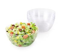 MATANA 5 Cuencos Grandes, Bol de Plástico Duro Transparente, Ensaladeras, XL 3500ml - Resistente y Reutilizable - Fiestas, Picnic, Cumpleaños