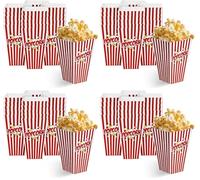 MATANA 50 Cajas Grandes de Palomitas, 9x17cm - Diseño Retro Rayas Rojas y Blancas - Cine, Noches de Cine, Pijamadas, Fiestas Infantiles, Cumpleaños (Paquete de 4)