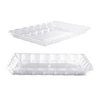 MATANA 6 Bandejas Grandes Rectangulares de Plástico para Aperitivos - Transparente, 32x24cm - Buffets, Bodas, Cumpleaños, Navidad, Fiestas - Resistentes y Reutilizables