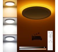 Matane Lámpara de techo LED regulable de 18W, con mando a distancia y temporizador, luz nocturna cálida de 2000K, panel de 3000K-6500K para dormitorio, habitación infantil, salón, redonda-blanca-22cm