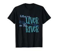Matar mi hígado en el río Divertidas Vacaciones de Verano Paseo en Barco Camiseta gráfica económica, Hombre, Negro, S
