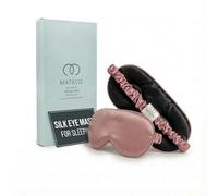 MATASSE Silk Your Life Antifaz de seda - Máscara de ojos contorneada 3D para dormir, máscara de dormir con correa de seda ajustable para mujeres, hombres, sin arrugas (negro-rosa)