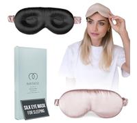 MATASSE Silk Your Life Antifaz de seda - Máscara de ojos contorneada 3D para dormir, máscara de dormir con correa de seda ajustable para mujeres, hombres, sin arrugas (negro-rosa)