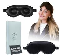 MATASSE Silk Your Life Máscara de ojos de seda - Máscara de ojos contorneada 3D para dormir, cubierta de ojos con correa para mujer, color negro