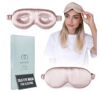 MATASSE Silk Your Life Máscara de ojos de seda, máscara de ojos contorneada 3D para dormir, máscara de dormir con correa de seda para mujeres, hombres, sin arrugas (rosa)