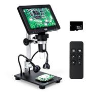 Matatastudio Microscopio Digital MT2 1200X HDMI con Pantalla IPS HD de 7'', Microscopio de Soldadura con Lupa para Monedas 1080P para Niños y Adultos, 10 Luces LED, Compatible con TV/Windows/Mac OS